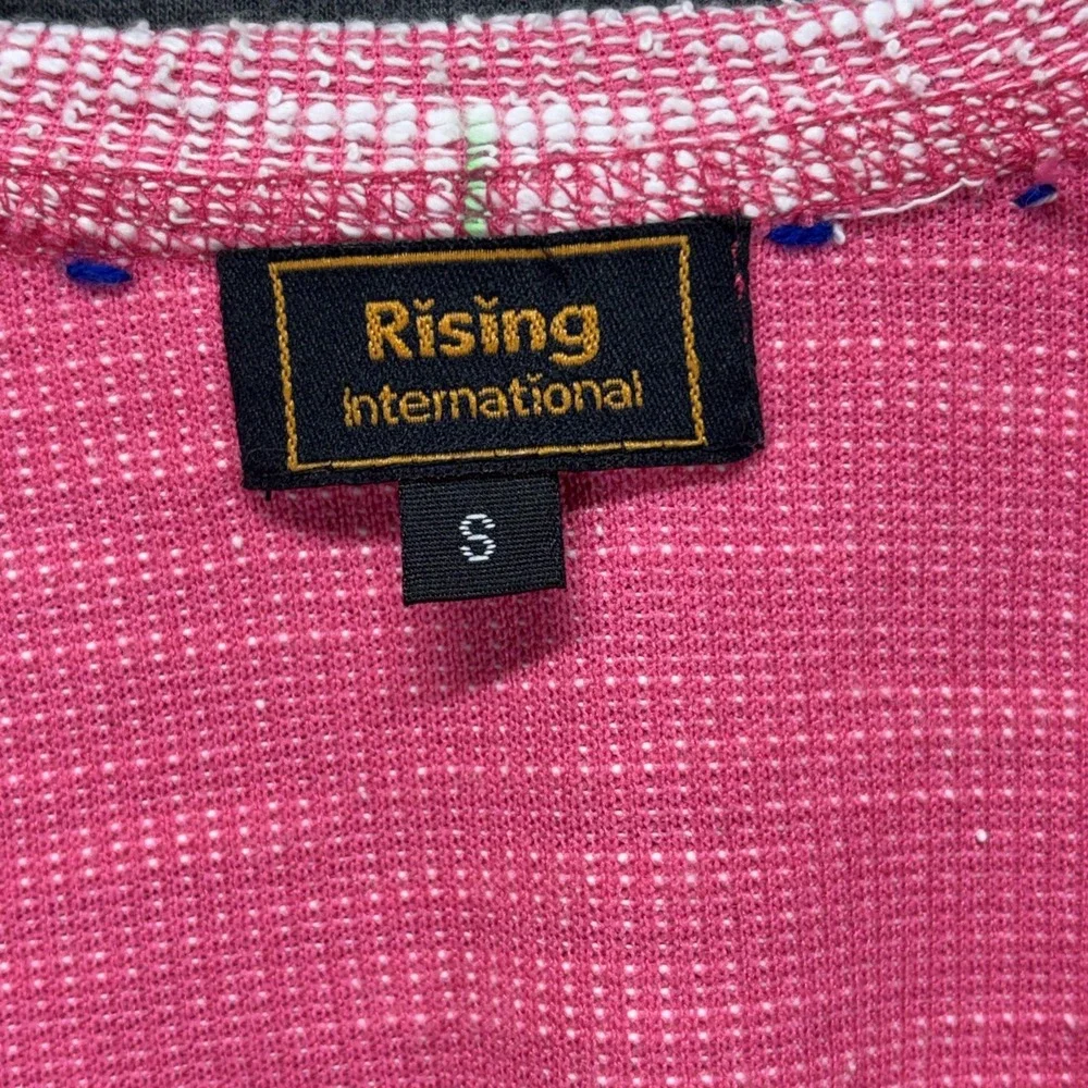 Rising International Duster Cardigan Womens Small Pink Floral Embroidered Knit